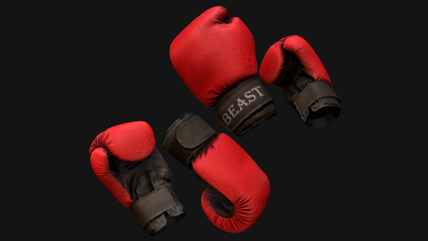 Boxing Gloves Red 3D Model .c4d .max .obj .3ds .fbx .stl .blend 