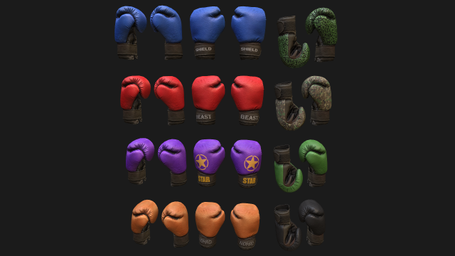 Boxing Gloves Pack 3D 모델 .c4d .max .obj .3ds .fbx .stl .blend 