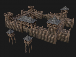 Medieval Wooden Fort Castle Constructor Model 3D