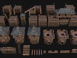 Medieval Wooden Fort Castle Constructor 3D Model