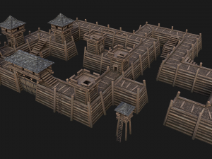 Medieval Wooden Fort Castle Constructor 3D Modell