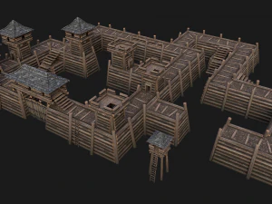 Medieval Wooden Fort Castle Constructor 3D Model