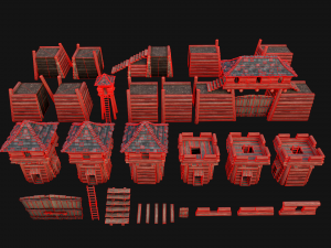Medieval Wooden Fort Castle Constructor 3D Modell