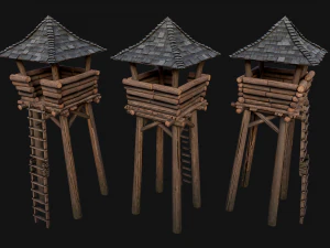 Medieval Wooden Fort Castle Constructor 3D Model