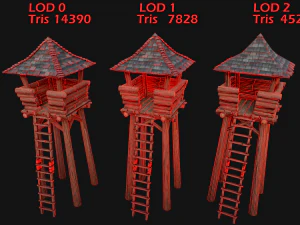 Medieval Wooden Fort Castle Constructor 3D Model