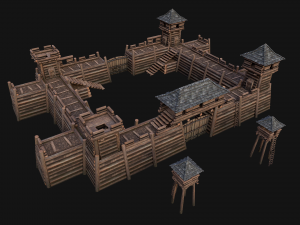 Medieval Wooden Fort Castle Constructor 3D Modell