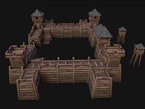 Medieval Wooden Fort Castle Constructor 3D Model