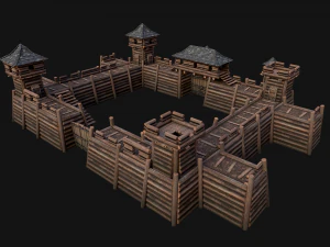 Medieval Wooden Fort Castle Constructor 3D Model