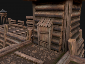 Medieval Wooden Fort Castle Constructor 3D Modell