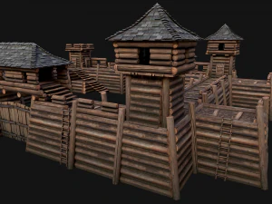Medieval Wooden Fort Castle Constructor 3D Model