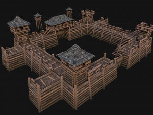 Medieval Wooden Fort Castle Constructor 3D Modell