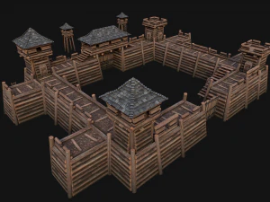 Medieval Wooden Fort Castle Constructor 3D Model