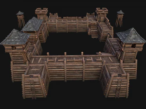 Medieval Wooden Fort Castle Constructor 3D Model