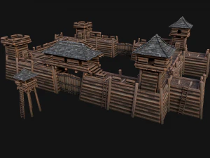 Medieval Wooden Fort Castle Constructor 3D Model