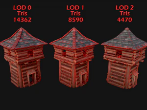 Medieval Wooden Tower with Roof 3D Model