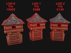 Medieval Wooden Tower with Roof 3D Model