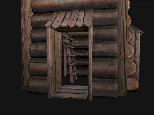 Medieval Wooden Tower with Roof 3D Model