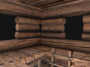 Medieval Wooden Tower with Roof 3D Model