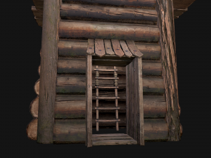 Medieval Wooden Tower with Roof Model 3D