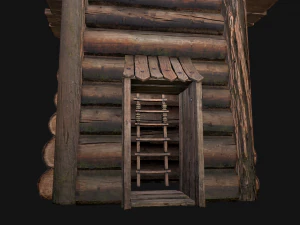 Medieval Wooden Tower with Roof 3D Model