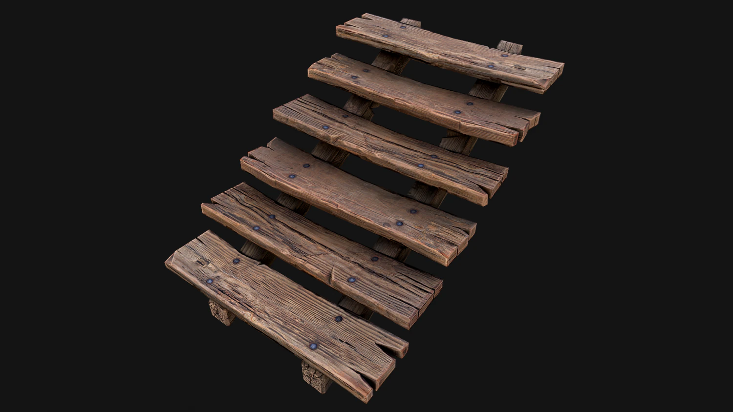 Medieval Wooden Stairs threshold 3D Model .c4d .max .obj .3ds .fbx .stl .blend 