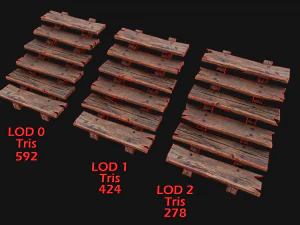 Medieval Wooden Stairs threshold 3D Model