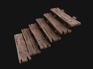 Medieval Wooden Stairs threshold 3D Model