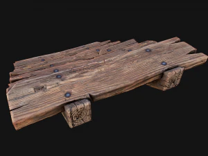 Medieval Wooden Stairs threshold 3D Model