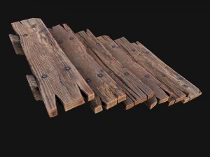 Medieval Wooden Stairs threshold 3D Model