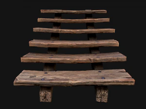 Medieval Wooden Stairs threshold 3D Model