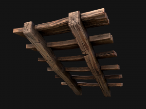 Medieval Wooden Stairs threshold 3D 모델