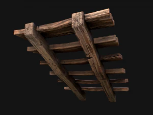 Medieval Wooden Stairs threshold 3D Model