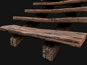 Medieval Wooden Stairs threshold 3D Model