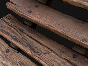 Medieval Wooden Stairs threshold 3D 모델