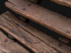 Medieval Wooden Stairs threshold 3D Model