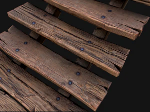Medieval Wooden Stairs threshold 3D Model