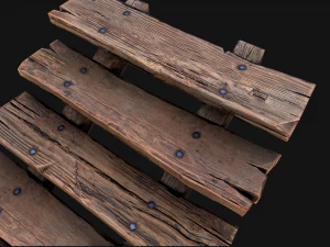 Medieval Wooden Stairs threshold 3D Model
