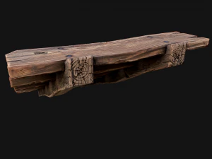 Medieval Wooden Stairs threshold 3D Model