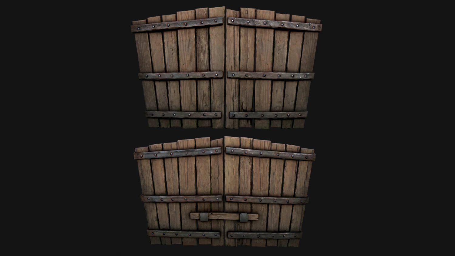Medieval Wooden Gates 3D Model .c4d .max .obj .3ds .fbx .stl .blend