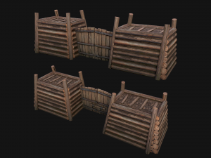 Medieval Fortress Gate with Wooden Wall 3D Модель