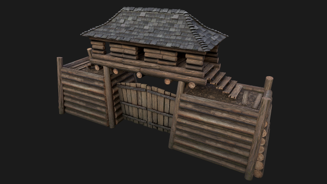 Castle Gate Chinese Japanese 3D Model .c4d .max .obj .3ds .fbx .stl .blend 