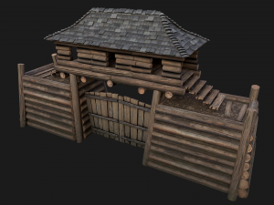 Castle Gate Chinese Japanese 3D Модель