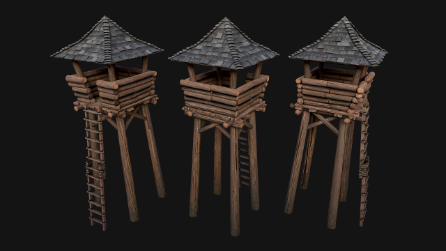 Medieval Lookout Tower 3Dモデル .c4d .max .obj .3ds .fbx .stl .blend 