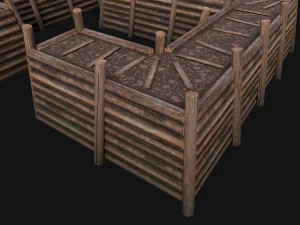 Wooden Castle Fort Walls Modular 3D Model