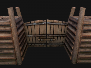 Wooden Castle Fort Walls Modular 3D मॉडल