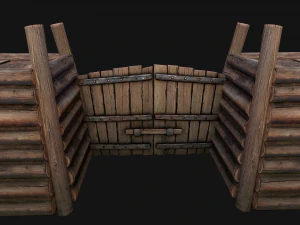 Wooden Castle Fort Walls Modular 3D Model