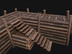 Wooden Castle Fort Walls Modular 3D मॉडल