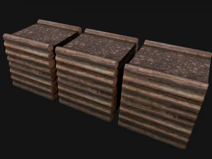Wooden Castle Fort Walls Modular 3D Model