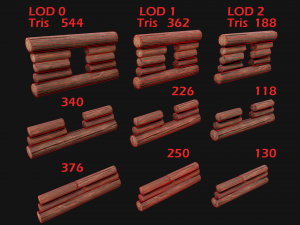 Wooden Castle Fort Walls Modular 3D मॉडल