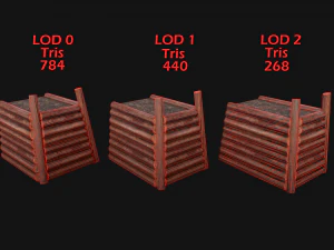 Wooden Castle Fort Walls Modular 3D Model